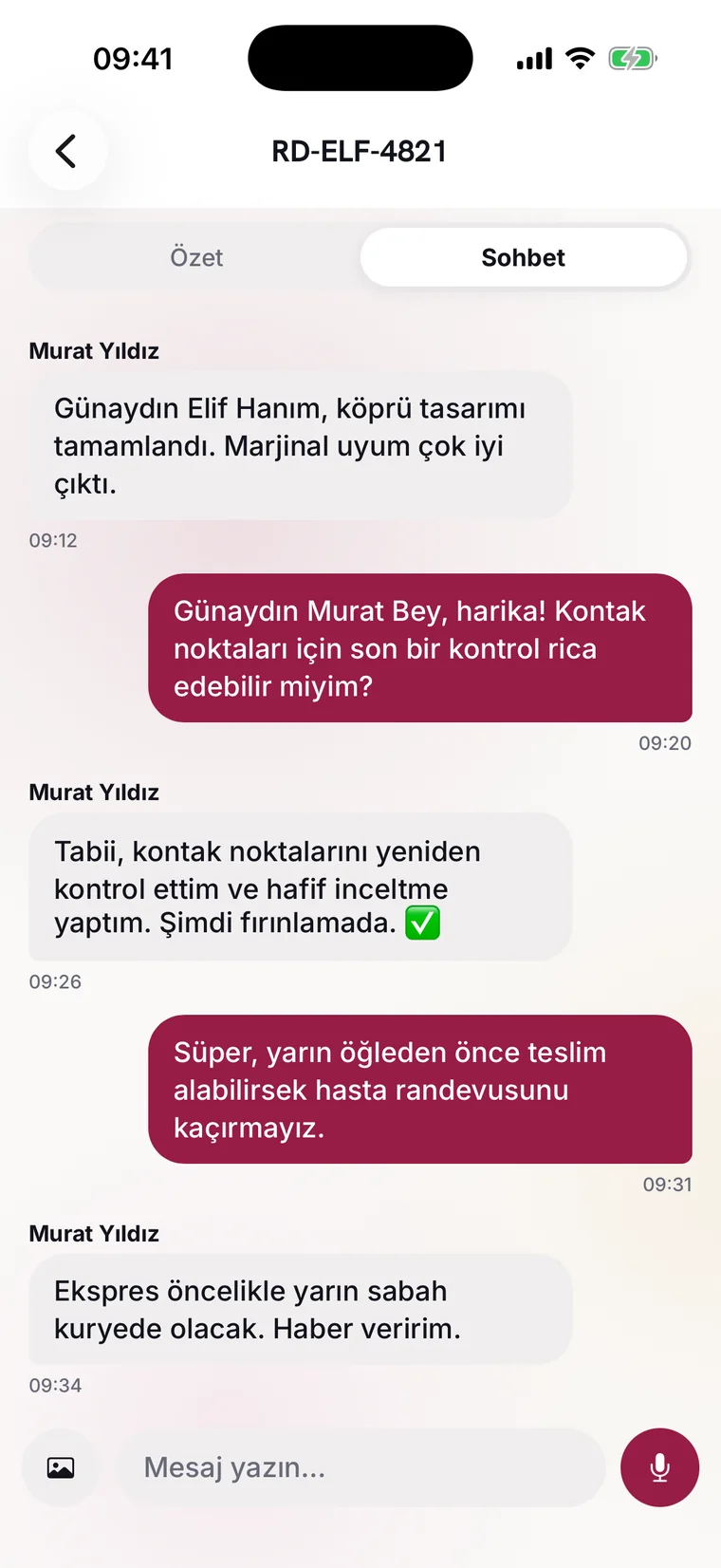 EsteRose uygulaması: vaka sohbeti